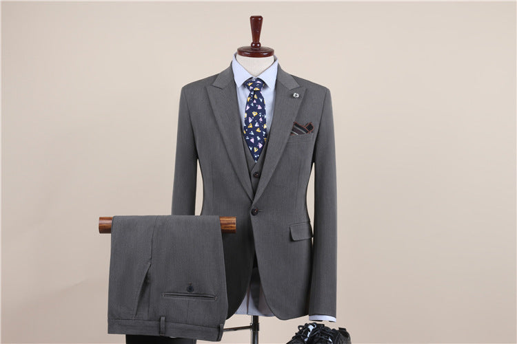 Men's One-Button Three-Piece Tuxedo Suit — Wedding, Groomsman & Business Formal
