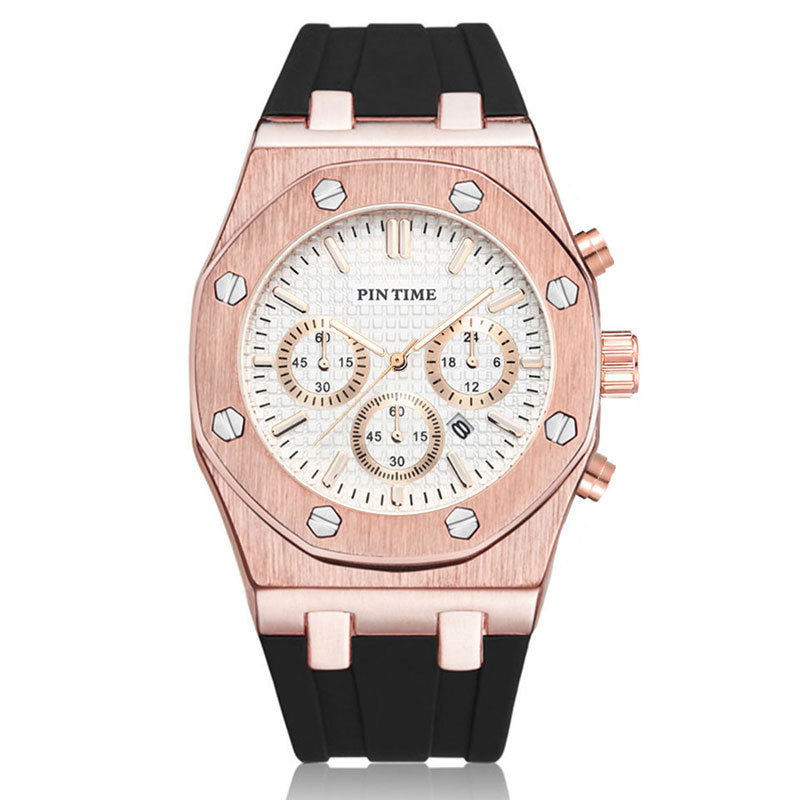 Men's Three-Dial Sports Watch — Multi-Function, Waterproof, Fashion Casual