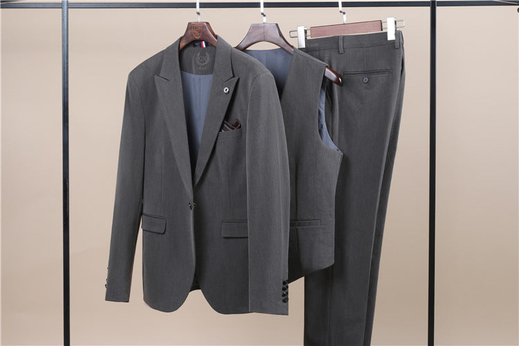 Men's One-Button Three-Piece Tuxedo Suit — Wedding, Groomsman & Business Formal