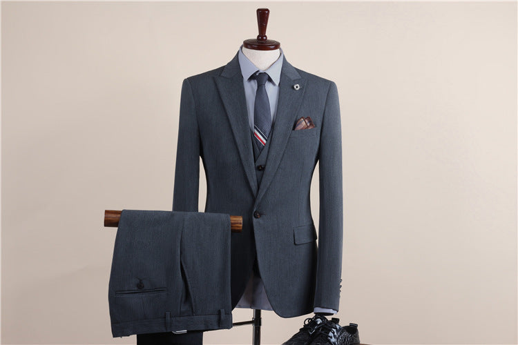 Men's One-Button Three-Piece Tuxedo Suit — Wedding, Groomsman & Business Formal