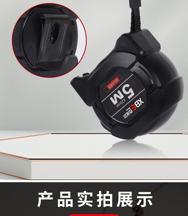 Fluorescent Self-Locking Steel Tape Measure — High-Precision Laser Code, Wear-Resistant Black Gold Box
