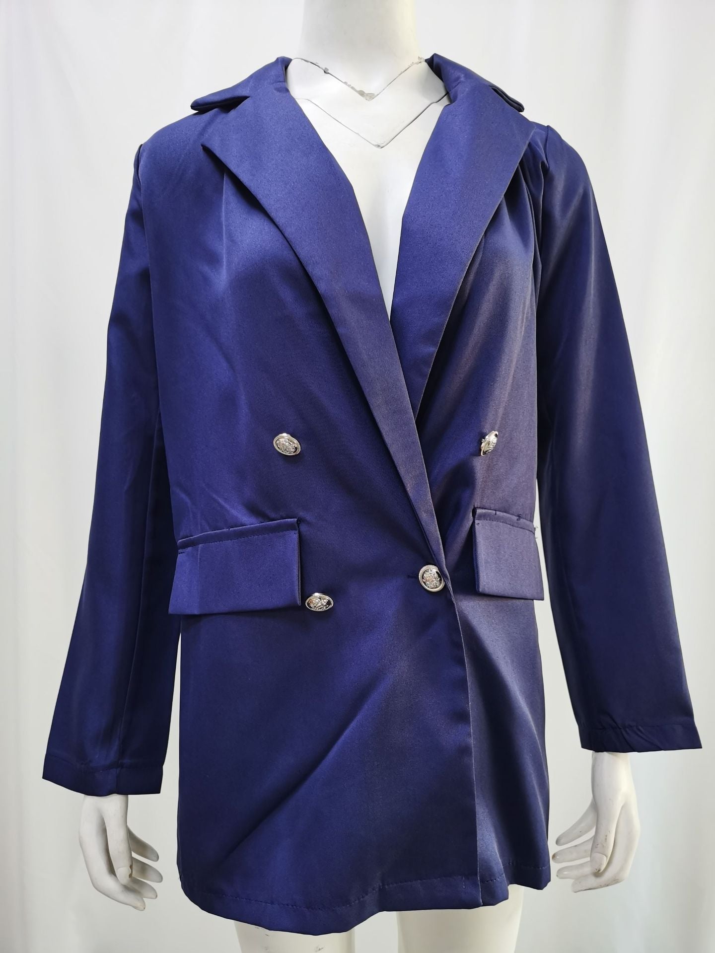 Women's Solid Color Lapel Cardigan Suit Jacket — Long Blazer