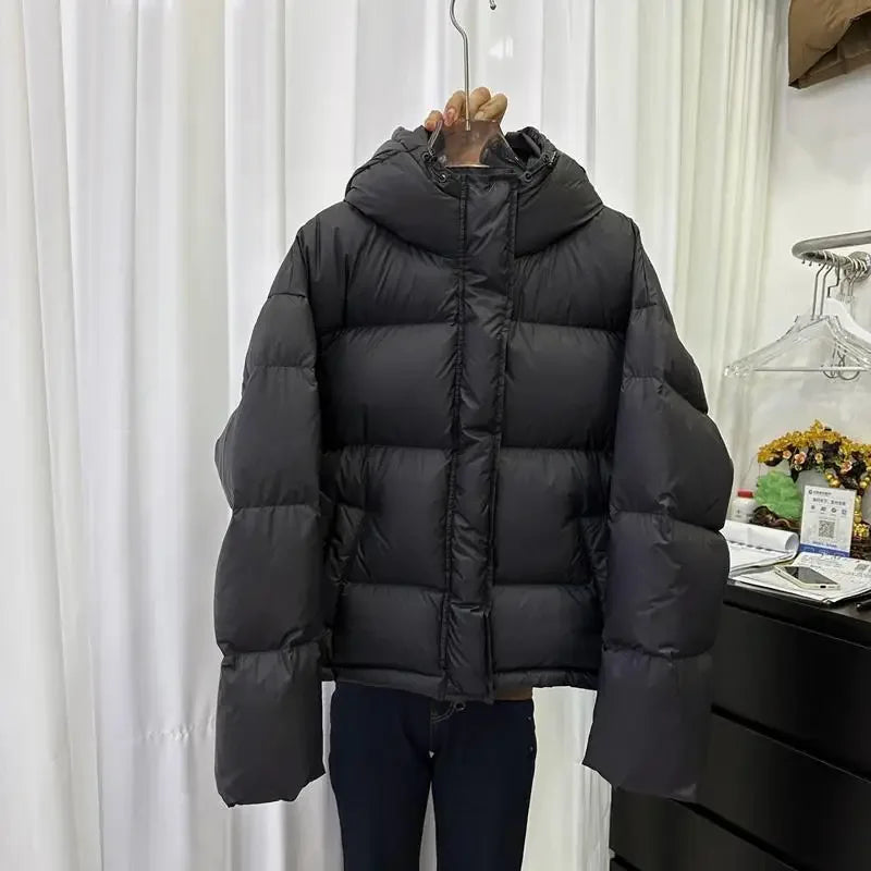 Women's Short Hooded Puffer Jacket — Warm Winter Coat for Petite Sizes