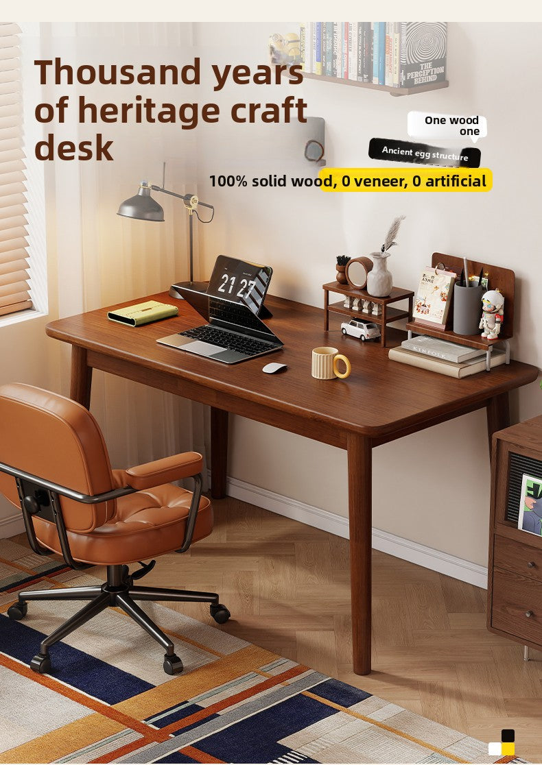 All Solid Wood Desk — L-Shape Pine Computer Desk with Bookshelf | Wall-Mounted Study Table