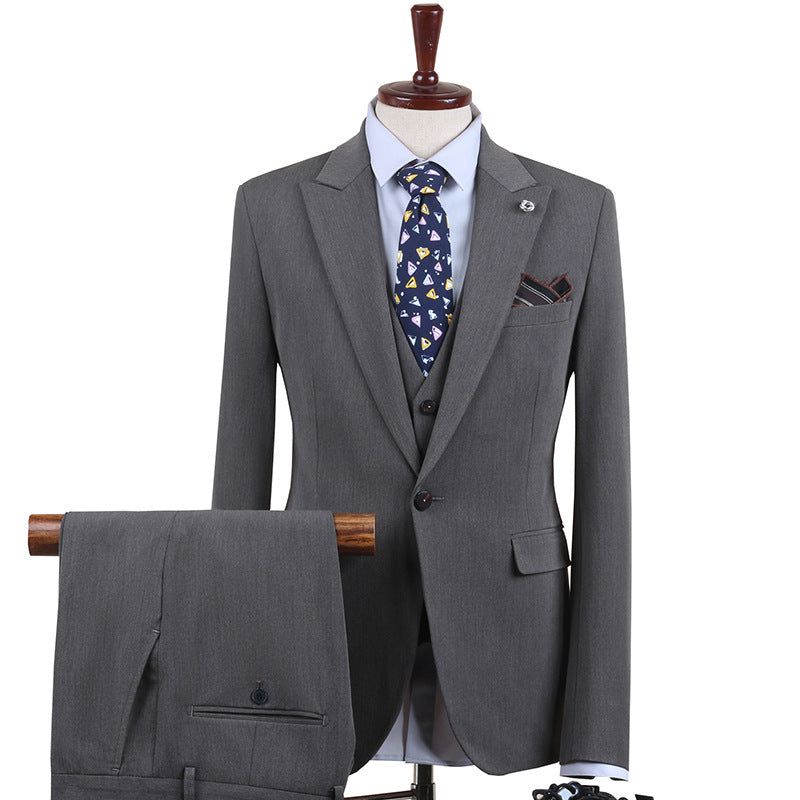 Men's One-Button Three-Piece Tuxedo Suit — Wedding, Groomsman & Business Formal