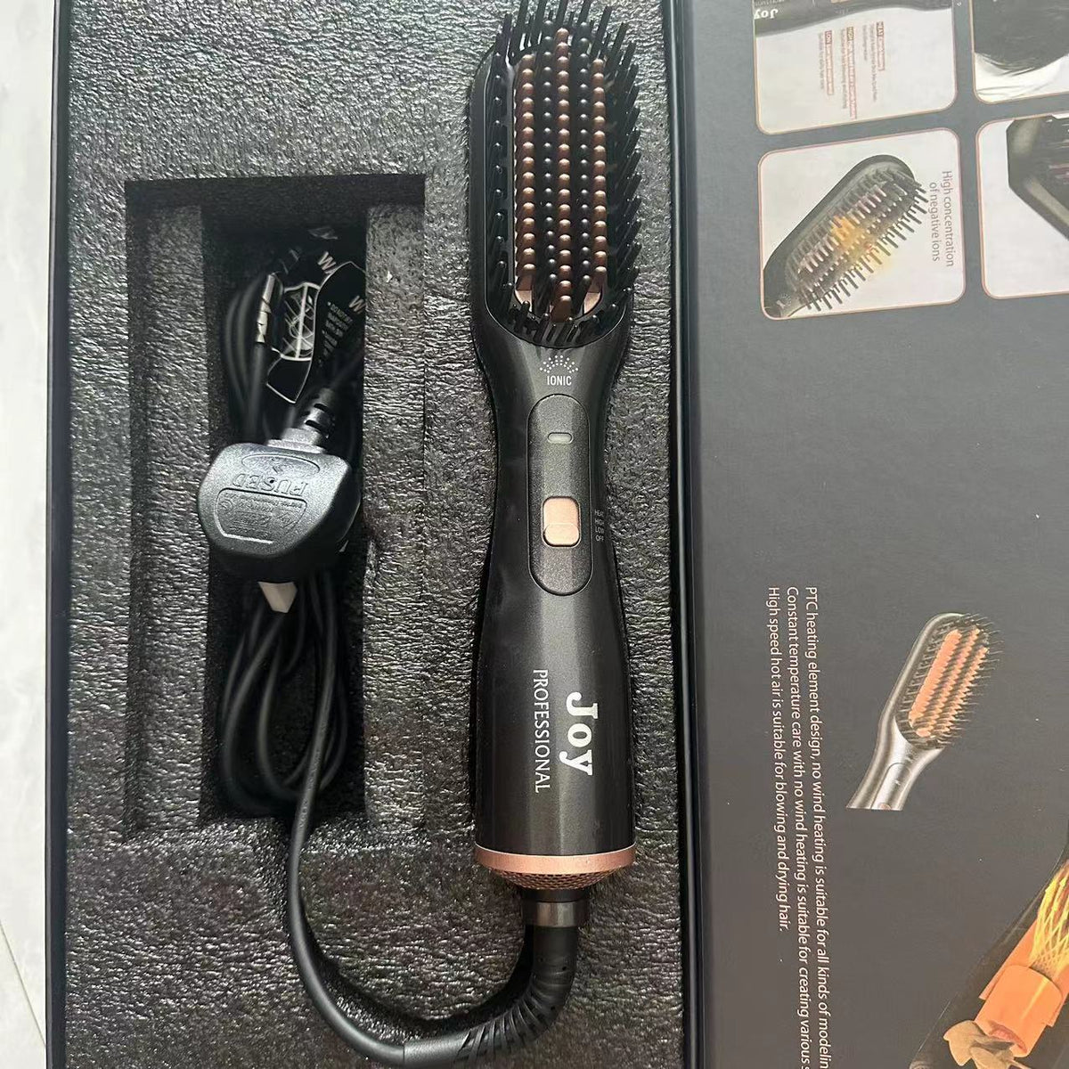 3-in-1 Electric Hair Dryer Hot Air Comb — Straightener & Curling Iron Combo