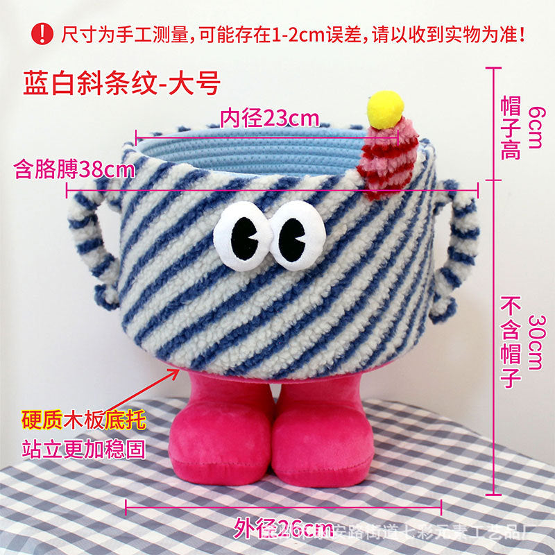 Cartoon Bigfoot Monster Storage Basket — Large Dopamine Lamb Velvet Cute Organizer
