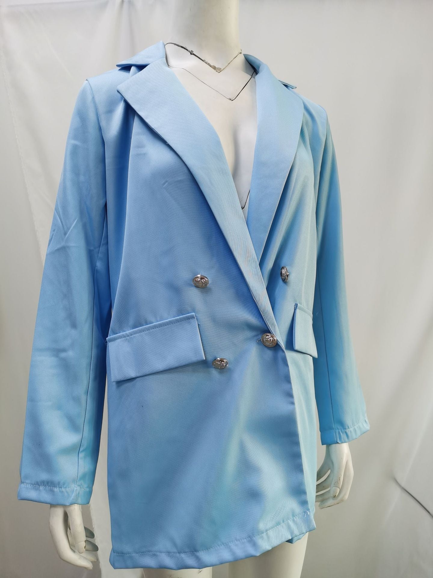 Women's Solid Color Lapel Cardigan Suit Jacket — Long Blazer