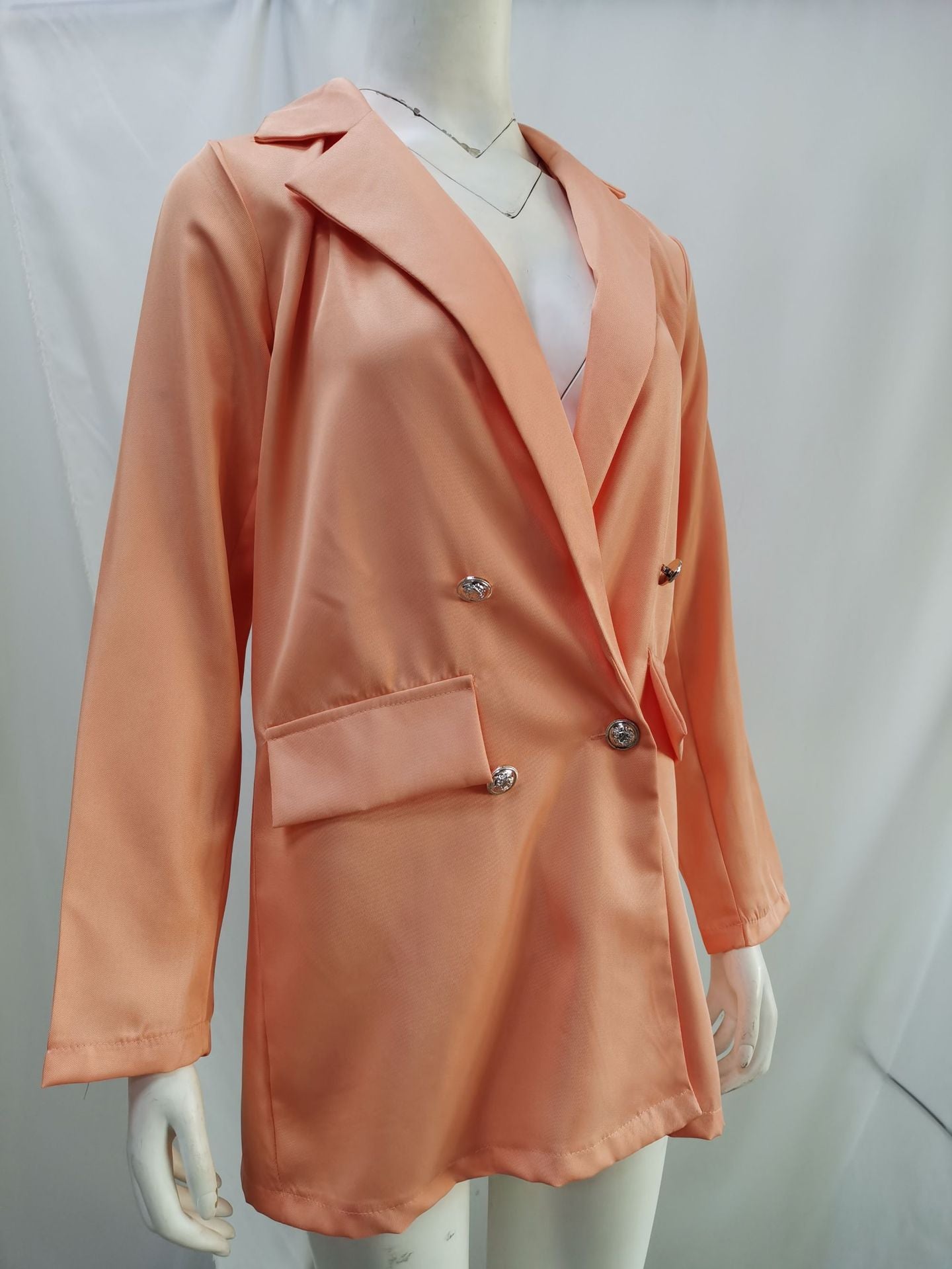 Women's Solid Color Lapel Cardigan Suit Jacket — Long Blazer