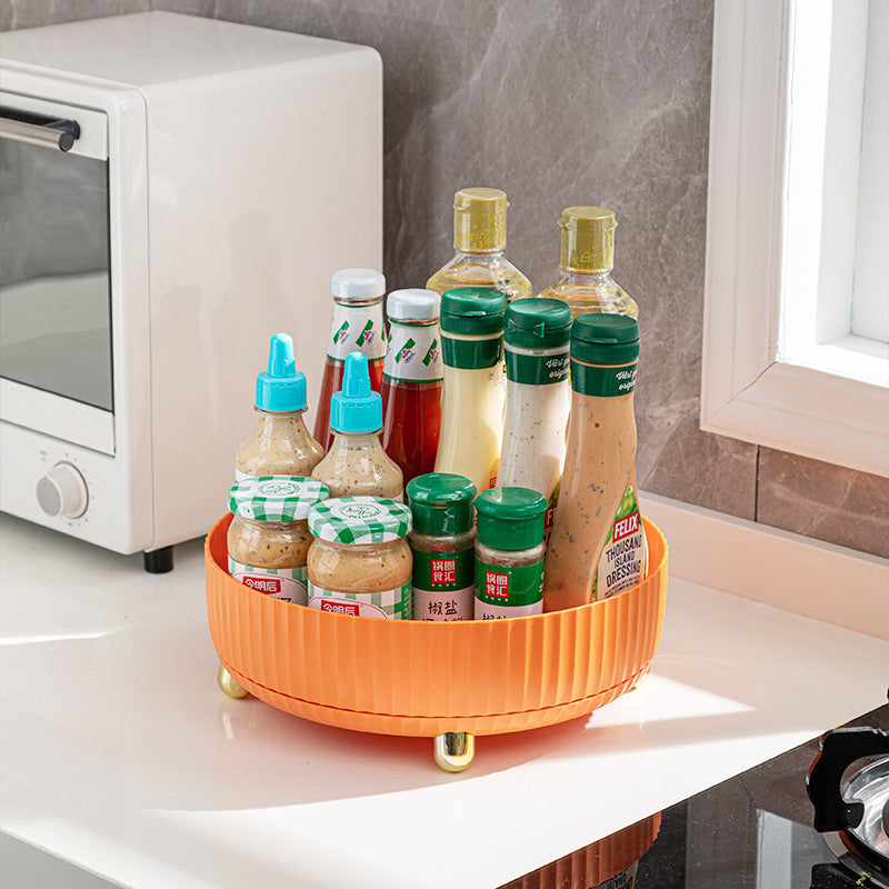 Household Rotating Desktop Storage Box Storage Skin Care Product Storage Rack Dressing Table Plastic Storage Kitchen Living Room Bedroom