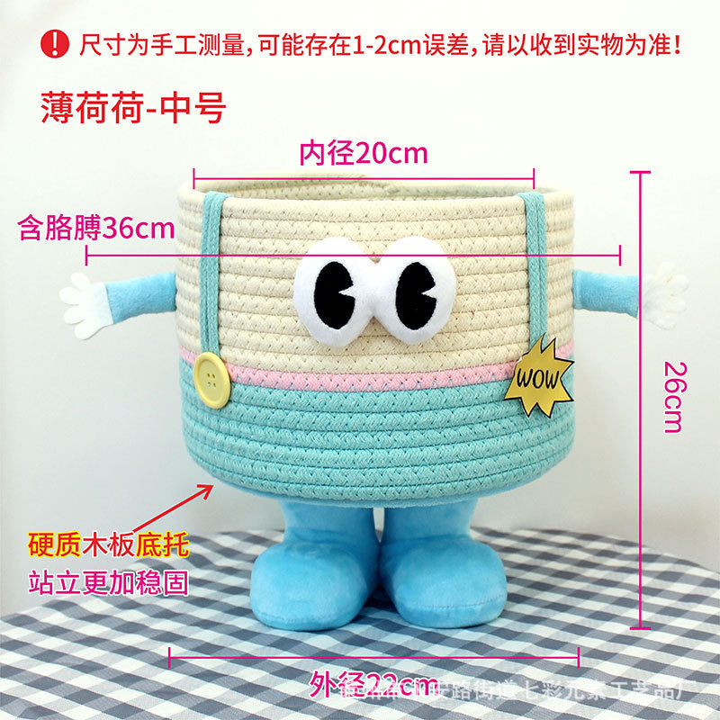 Cartoon Bigfoot Monster Storage Basket — Large Dopamine Lamb Velvet Cute Organizer