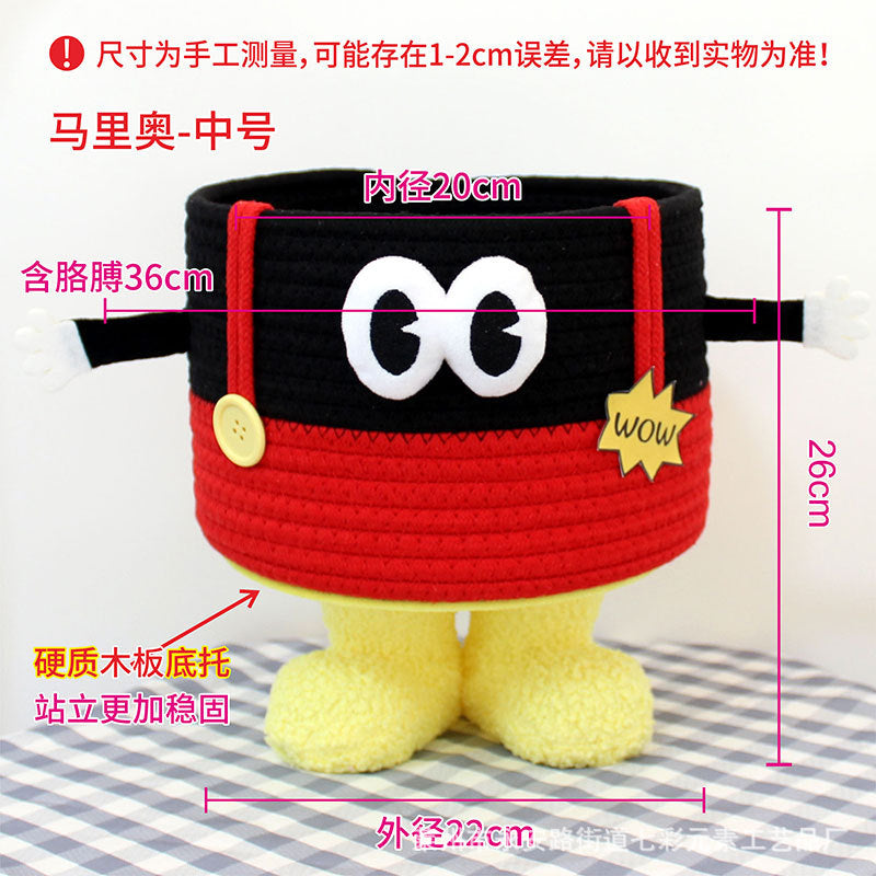 Cartoon Bigfoot Monster Storage Basket — Large Dopamine Lamb Velvet Cute Organizer