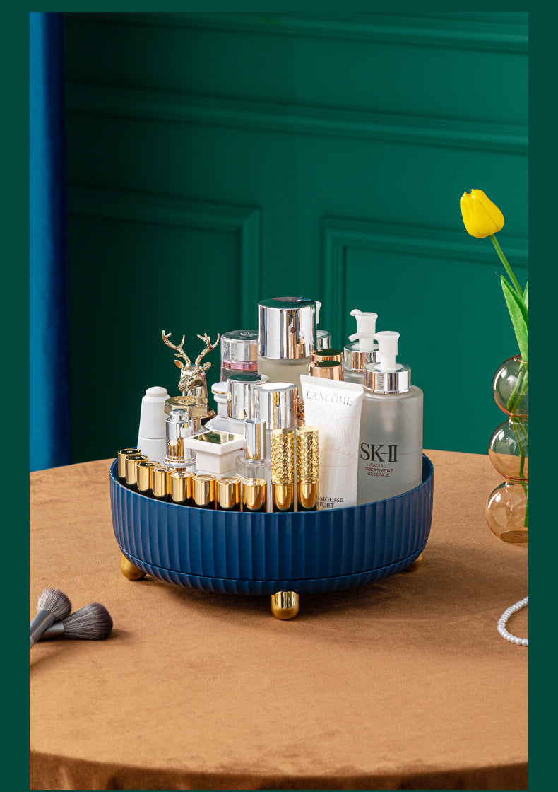 Household Rotating Desktop Storage Box Storage Skin Care Product Storage Rack Dressing Table Plastic Storage Kitchen Living Room Bedroom
