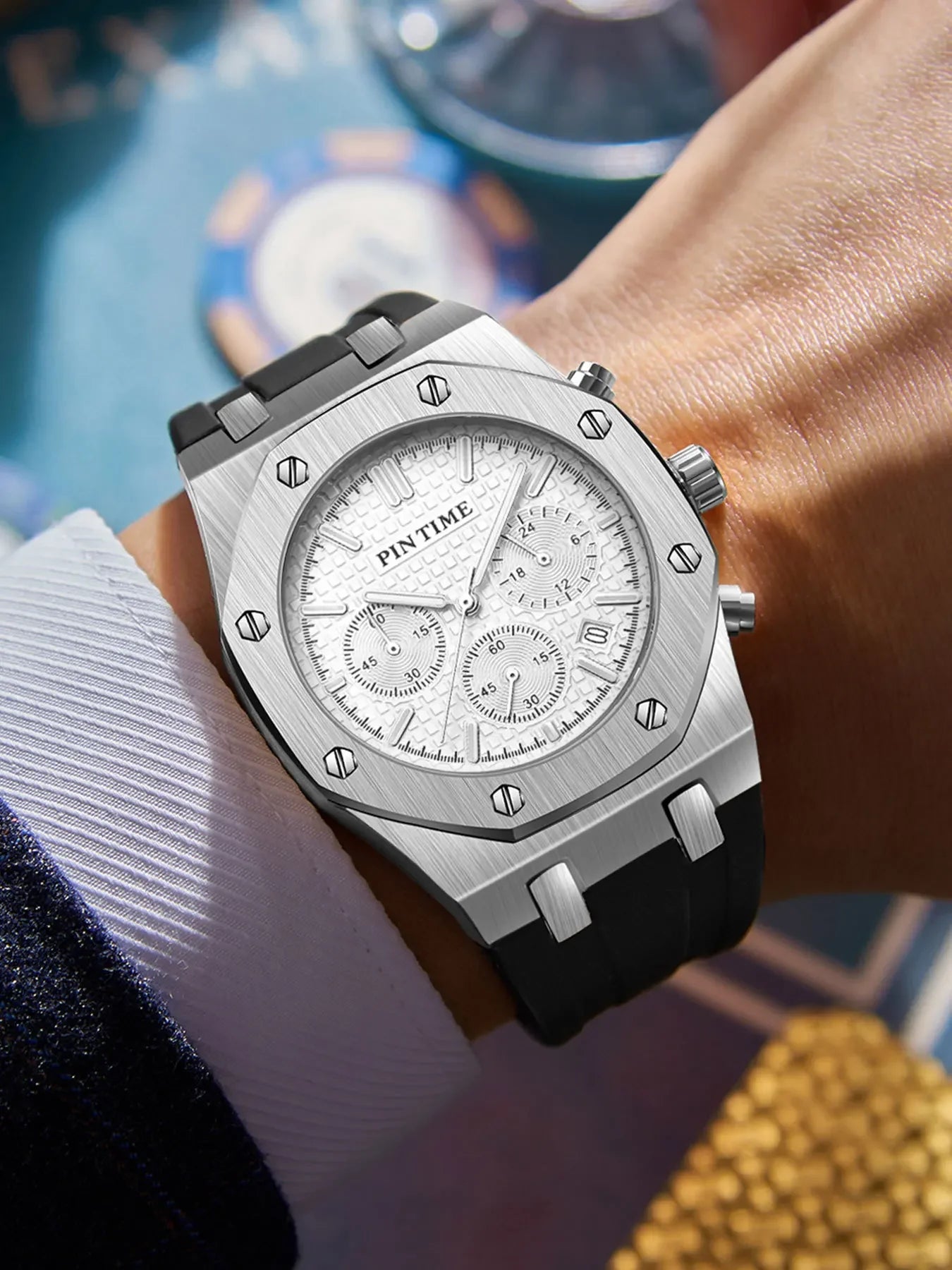 Men's Three-Dial Sports Watch — Multi-Function, Waterproof, Fashion Casual