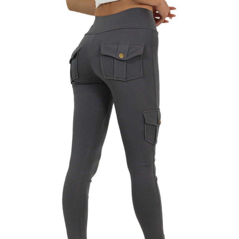 Creative Pocket Fitness Pants Girls Elastic Quick-drying Tight Sexy Fitness Sports Pants High Waist Hip Yoga Pants