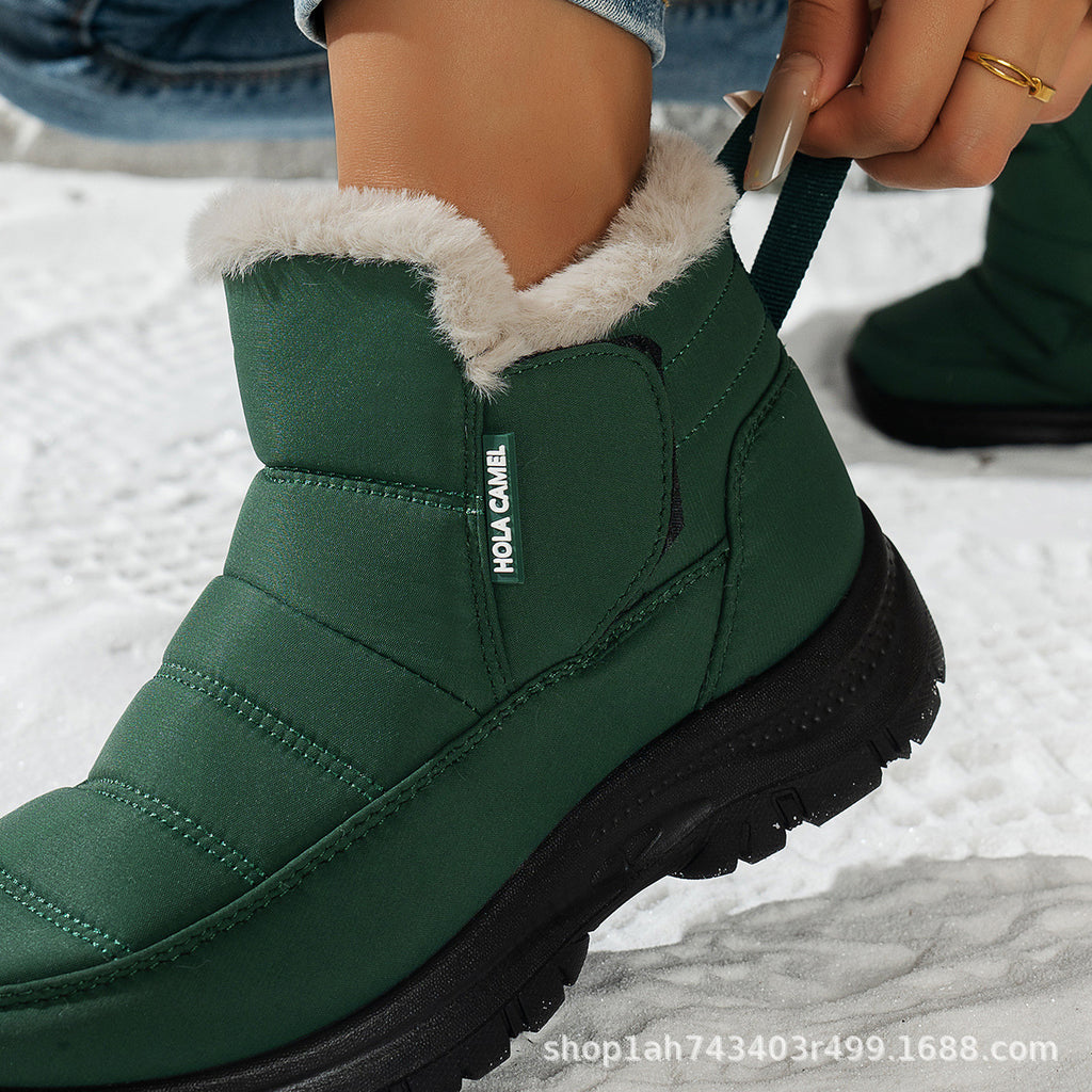 Women's Snow Boots with Plush Lining, Thickened for Warmth, Waterproof Outdoor Shoes, Slip-On Snow Boots, Outdoor Boots, Waterproof and Non-Slip