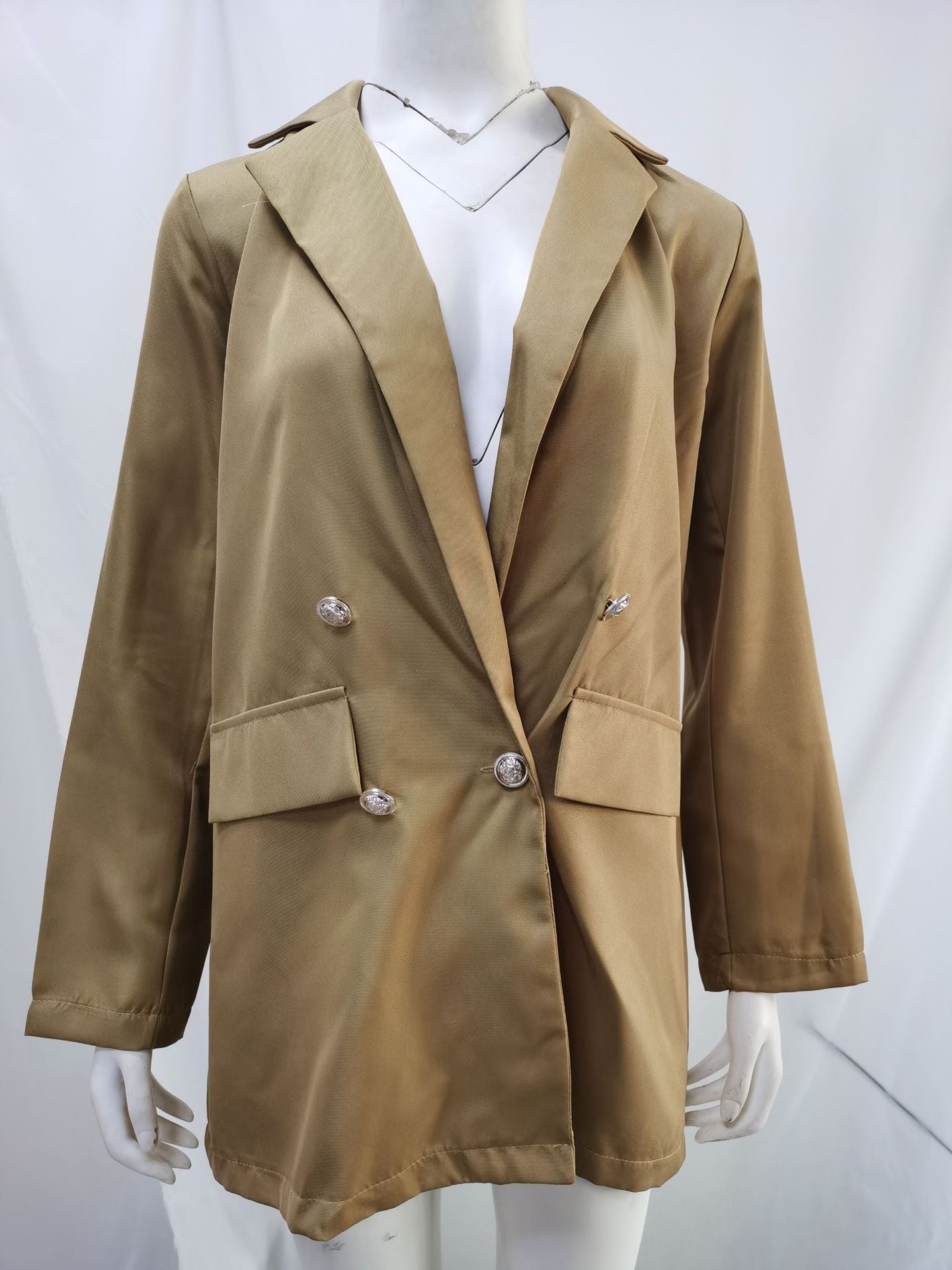 Women's Solid Color Lapel Cardigan Suit Jacket — Long Blazer