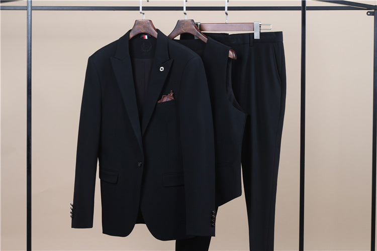 Men's One-Button Three-Piece Tuxedo Suit — Wedding, Groomsman & Business Formal