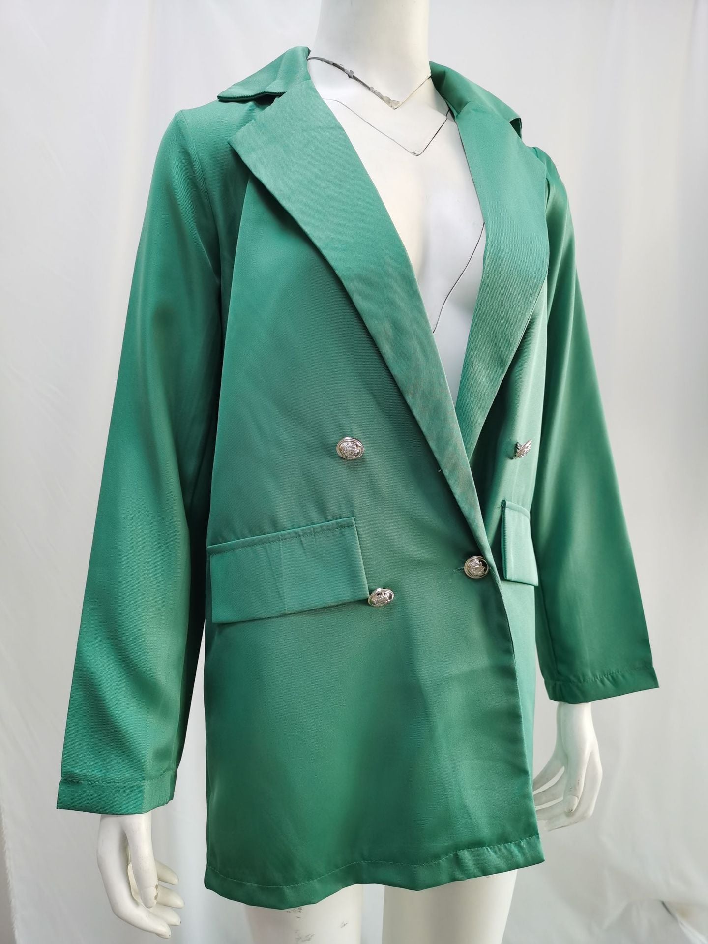 Women's Solid Color Lapel Cardigan Suit Jacket — Long Blazer