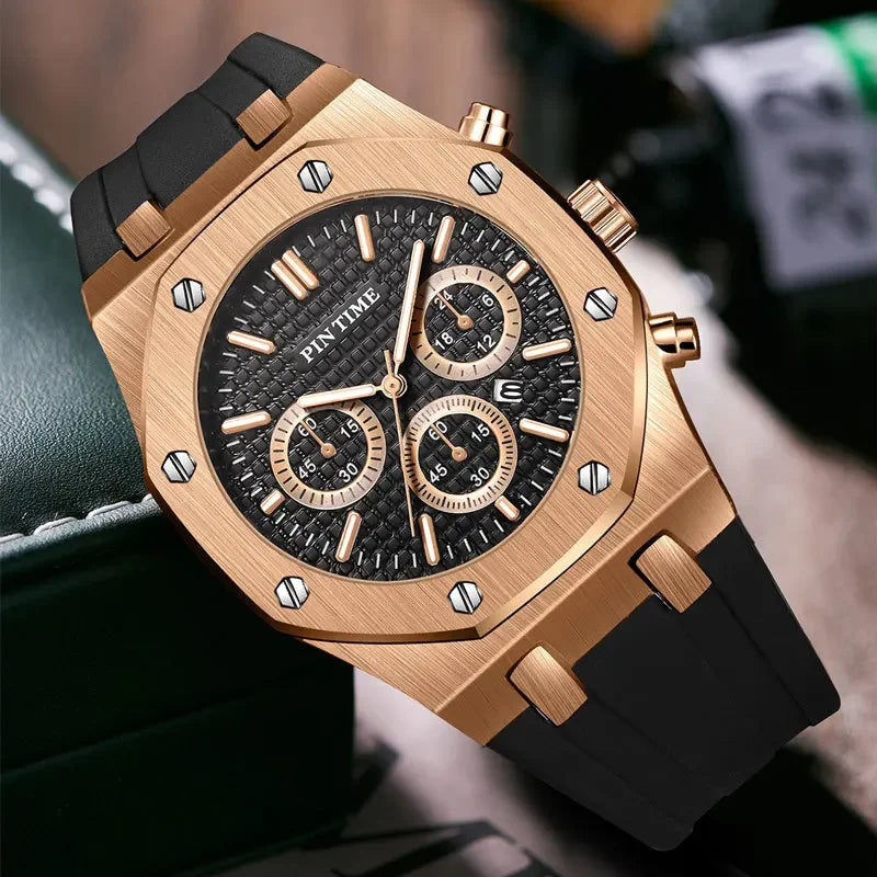 Men's Three-Dial Sports Watch — Multi-Function, Waterproof, Fashion Casual