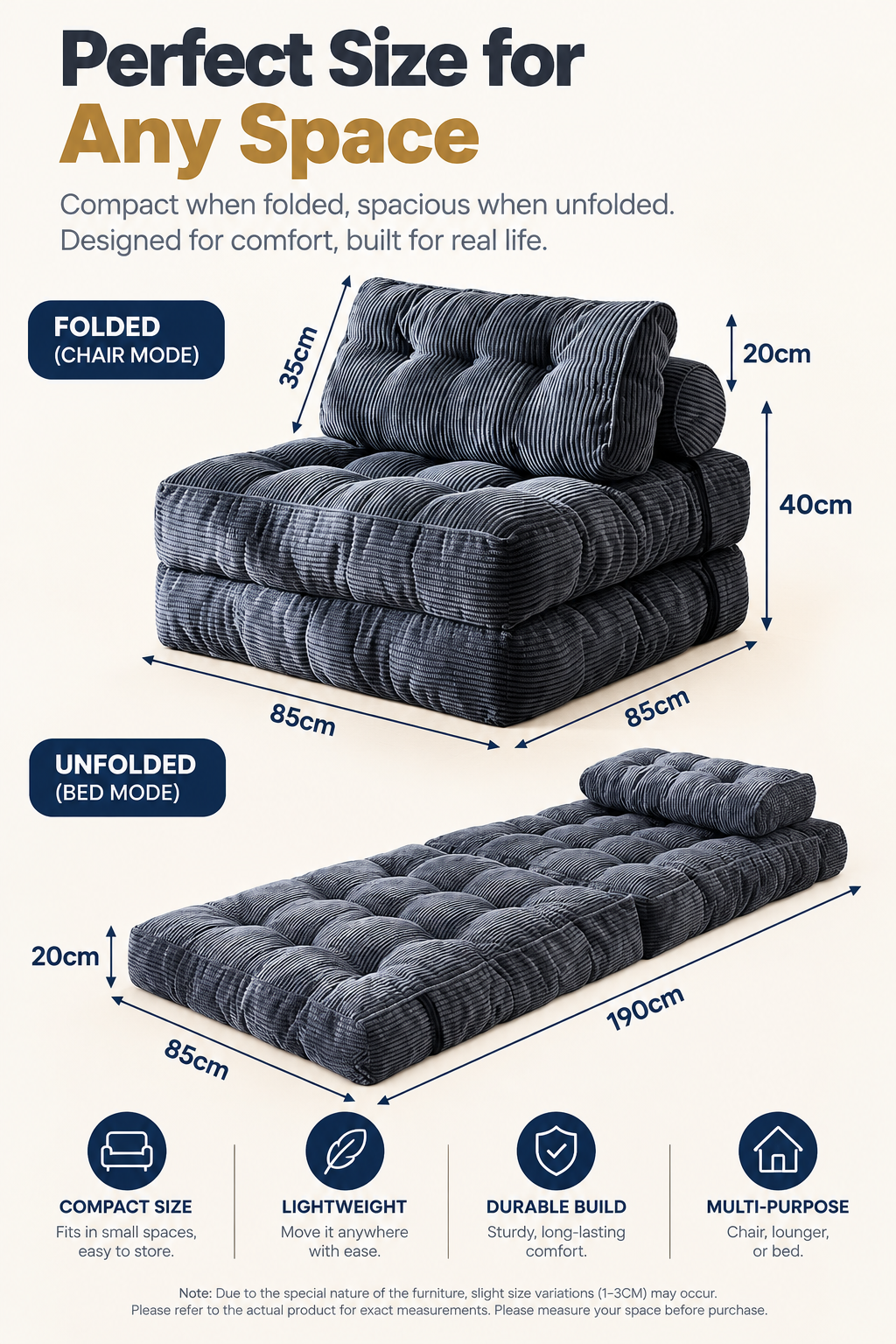 Single-Seat Folding Tatami Lounge Sofa