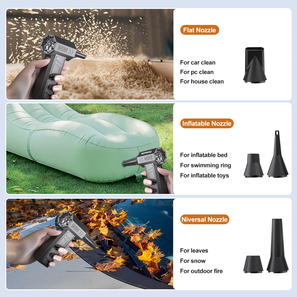 Turbo Jet Fan Blower & Air Duster — 130,000 RPM Brushless Motor, 4-Gear, 75W, Type-C Charging, 5 Nozzles