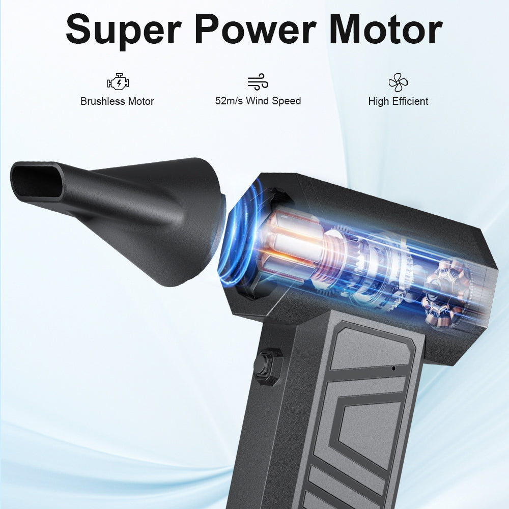 Turbo Jet Fan Blower & Air Duster — 130,000 RPM Brushless Motor, 4-Gear, 75W, Type-C Charging, 5 Nozzles