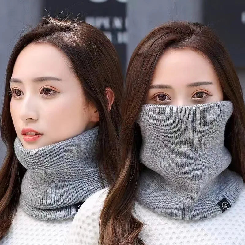 Knitted Winter Neck Warmer Scarf — Thick Fleece-Lined Unisex Face Cover