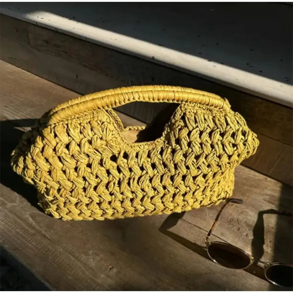 Elegant Woven Straw Clutch Bag – Large Capacity Beach Wallet Travel Handbag for Women