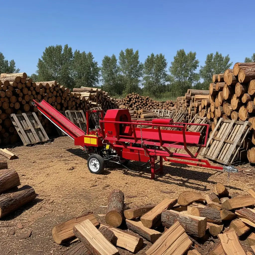 30T Hydraulic Firewood Processor – 27HP Gas Powered Log Splitter for Farm & Commercial Use