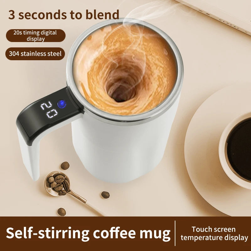 380ML Electric Self-Mixing Coffee Mug — USB Rechargeable, IP67 Waterproof, Magnetic Stir