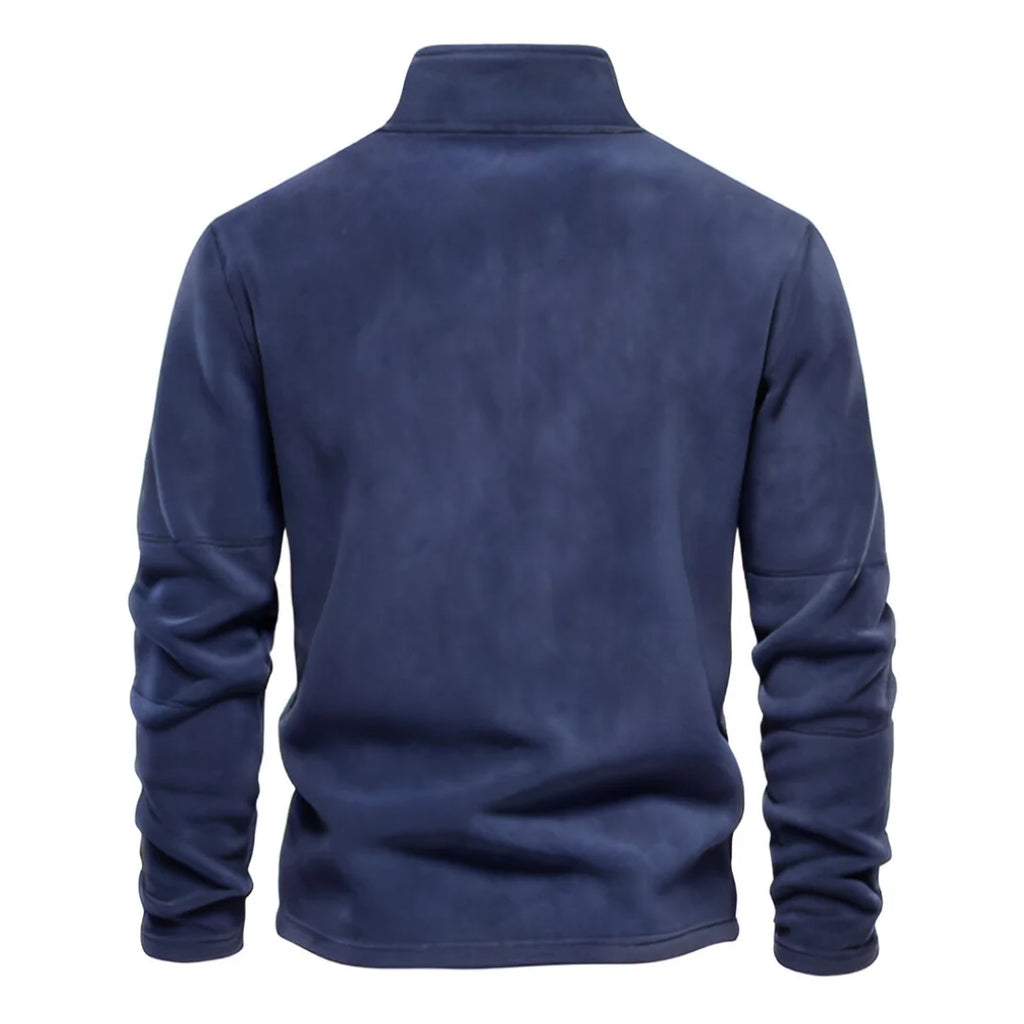 Men's Zip Neck Fleece Pullover Sweatshirt — Quarter-Zip Warm Layering Top