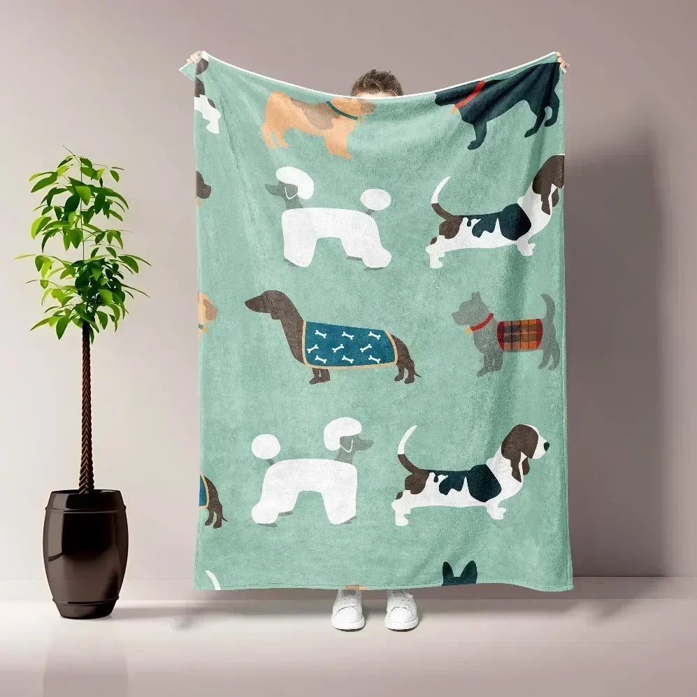 Heart Print Flannel Throw Blanket – Super Soft Plush Love Print for Bed, Sofa & Travel