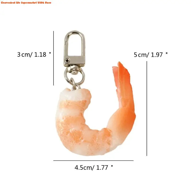 Funny Imitation Shrimp Keychain – Creative PVC Bag Pendant Key Ring for Women