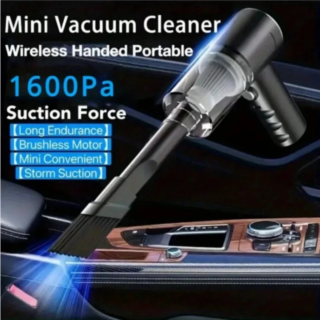 3-in-1 Suction & Blowing Vacuum Cleaner — USB Charging Portable Car & Home Vacuum with 3 Blow Nozzles