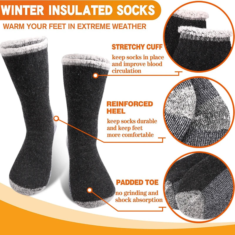 Men's Thick Wool-Blend Crew Socks, 3 Pairs