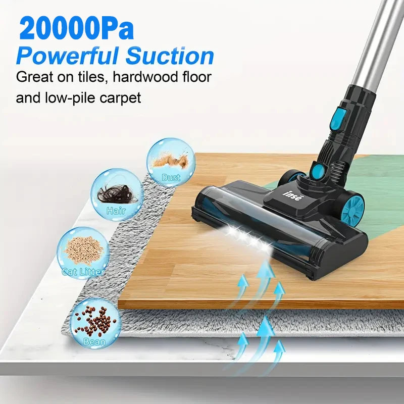INSE V770 Cordless Handheld Vacuum Cleaner — 6-in-1 20KPa Lightweight Stick Vacuum with Flexible LED Headlights for Carpet & Bed
