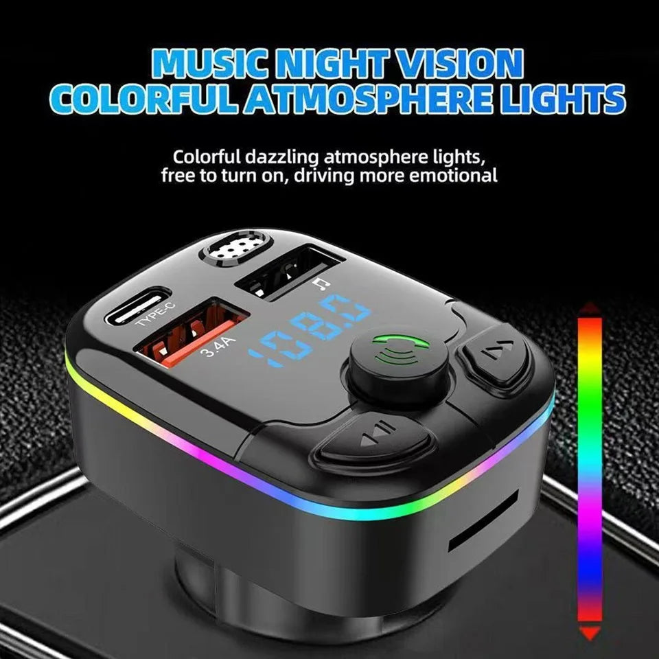 Car Charger FM Transmitter with Bluetooth 5.0 — Hands-Free Calling & Music Streaming