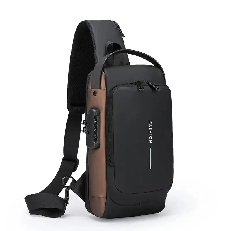 Men's Anti-Theft PU Leather Crossbody Bag – Multifunctional Shoulder & Chest Bag