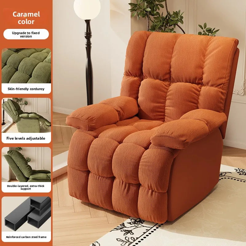 Five-Position Fabric Lounge Chair with Padded Arms