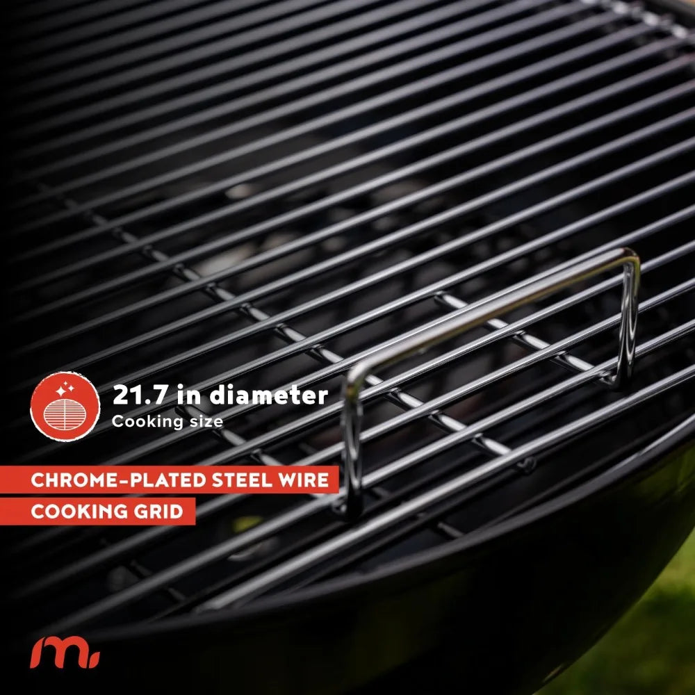 22-Inch Heavy Duty Charcoal Barbecue Grill | 354 Sq. In., Adjustable Air Vent, Portable for Camping & Outdoor Cooking
