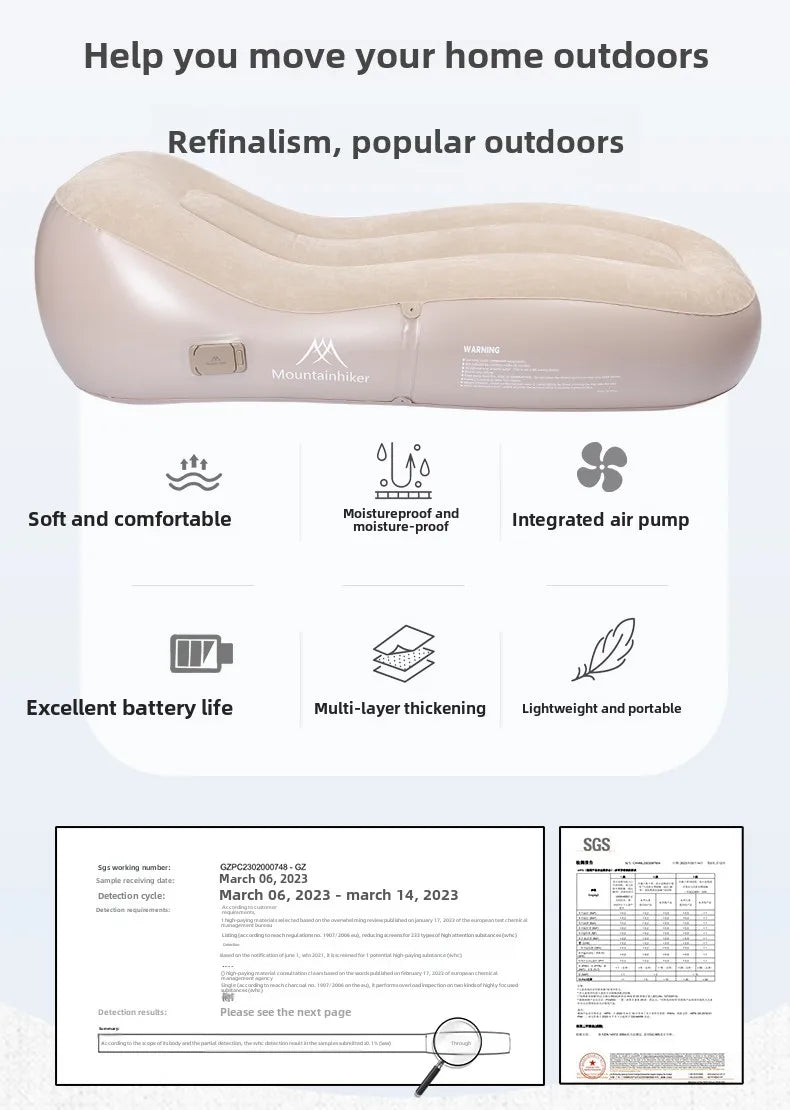 Inflatable Outdoor Air Sofa Bed – Automatic Self-Inflating Camping Sleeping Mat, 180x75x58CM