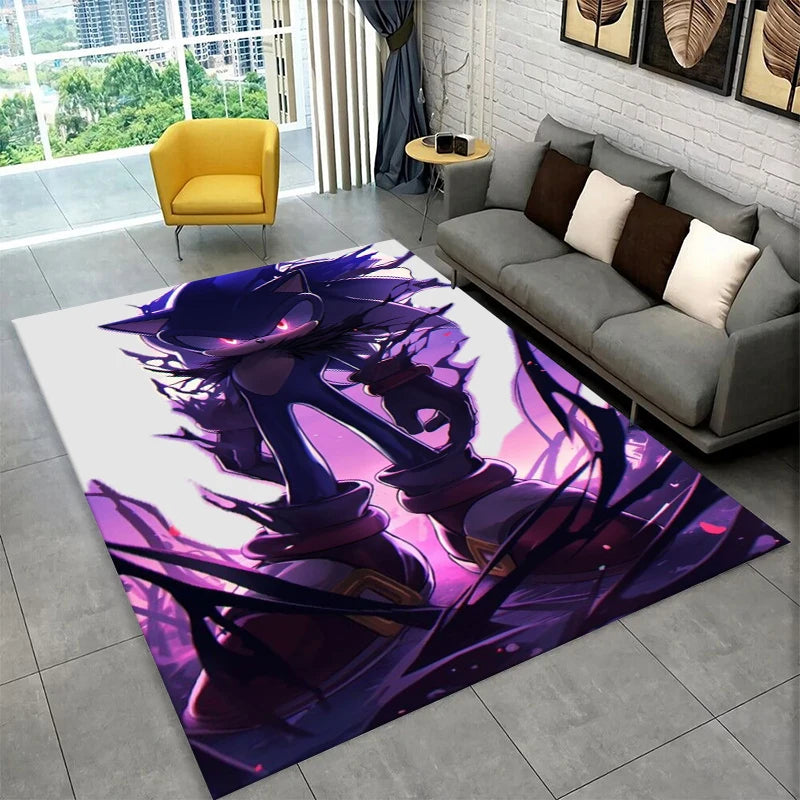 Sonic Cartoon Area Rug – Non-Slip Kids Carpet for Bedroom, Playroom & Living Room