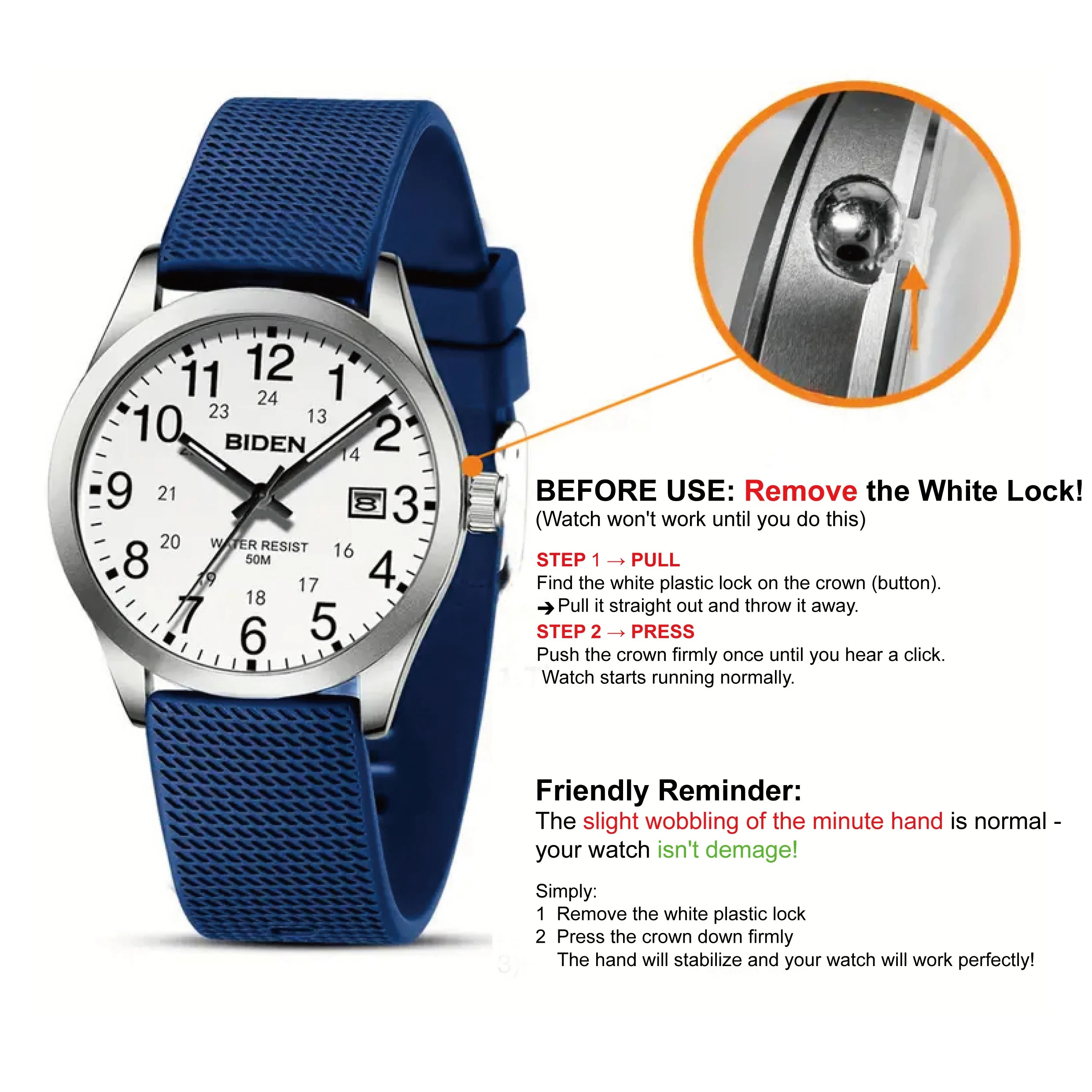 BIDEN Men's Waterproof Luminous Quartz Sports Watch
