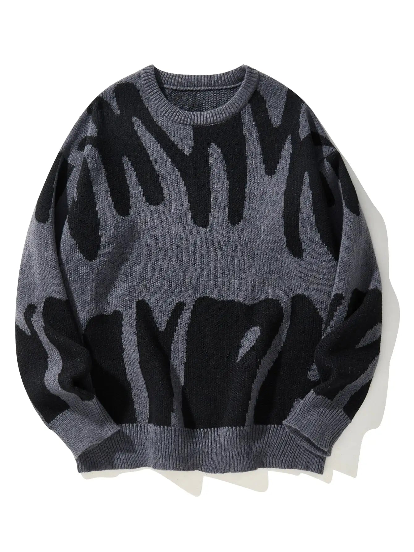 Men's Jacquard Contrast Color Pullover Sweater — Textured Knitwear