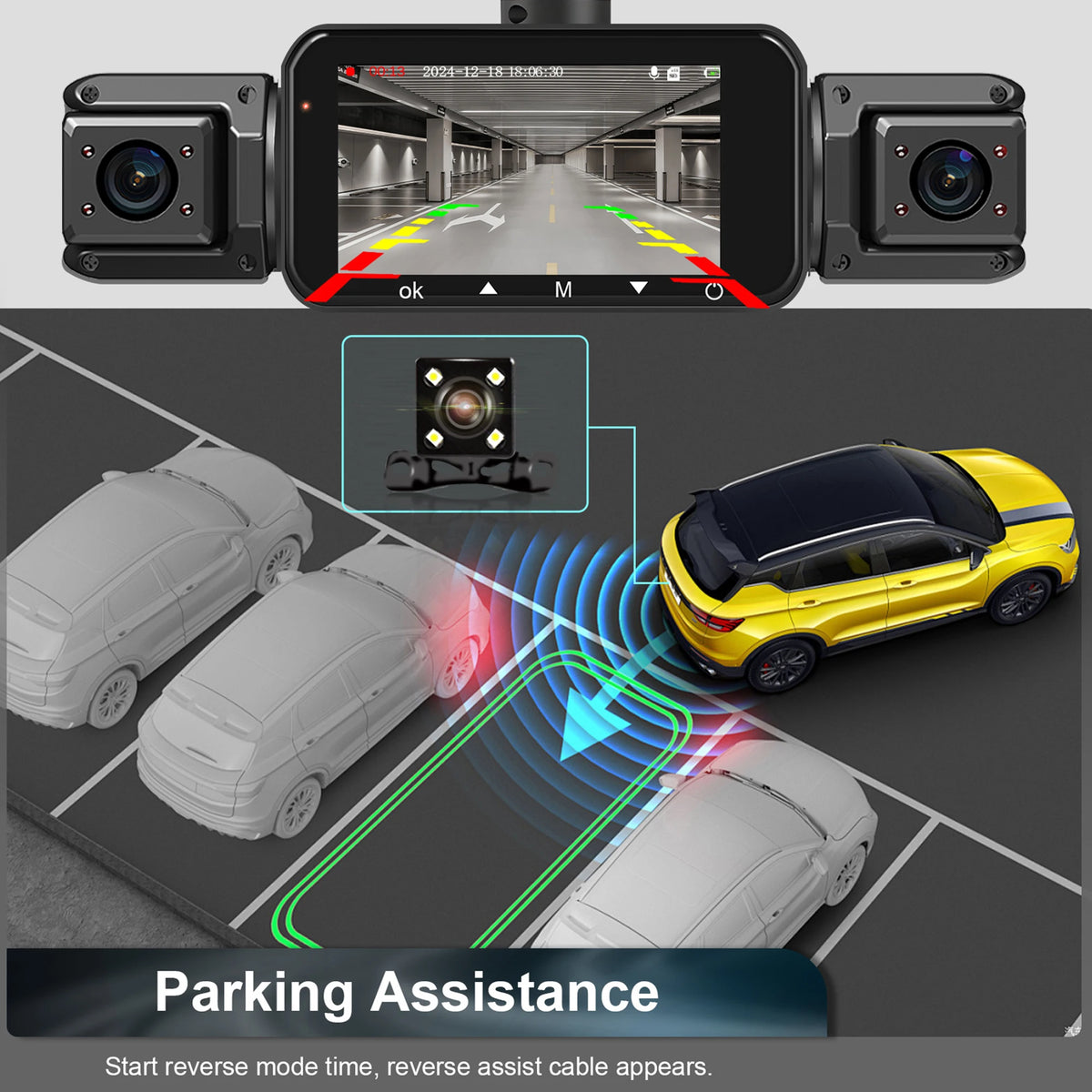 4-Channel WiFi Dashcam – FHD 1080P, Night Vision, Loop Recording, Parking Monitor | Front + Rear + Side