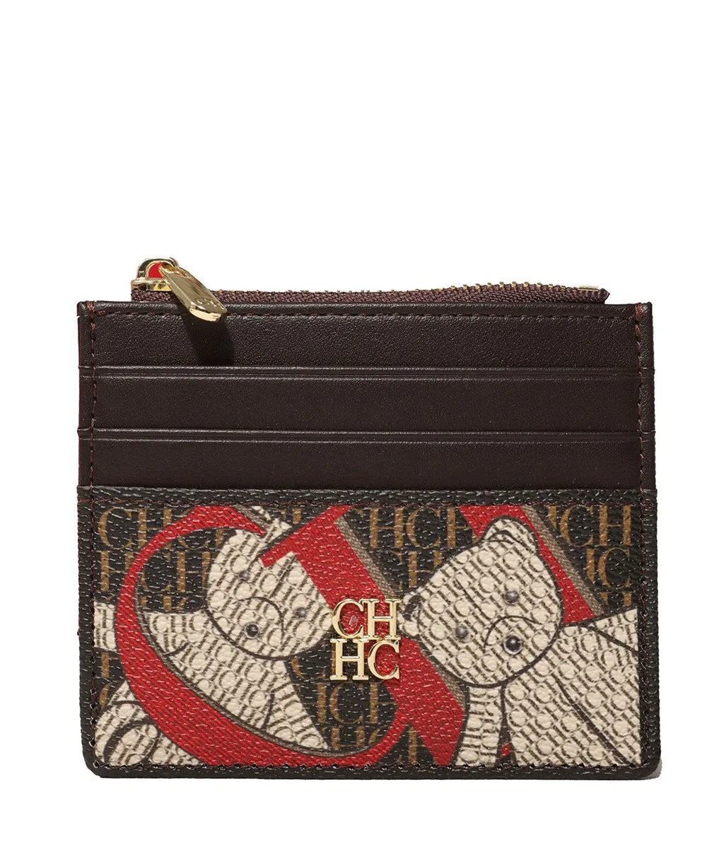 CH Letter Accent PU Leather Card Case Wallet – Elegant Compact Designer Wallet for Women