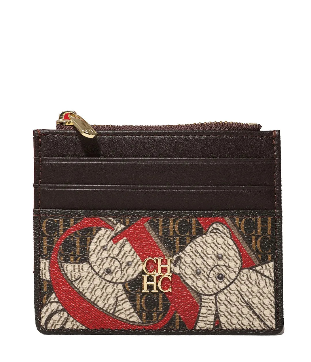 CH Letter Accent PU Leather Card Case Wallet – Elegant Compact Designer Wallet for Women