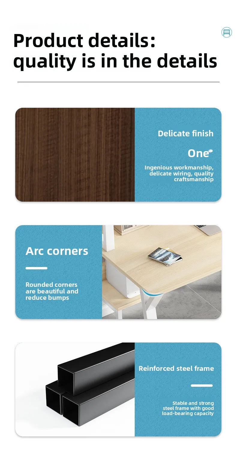 Computer Desk with Integrated Bookshelf — Simple Wood Writing Desk for Small Apartments, Multiple Sizes & Finishes