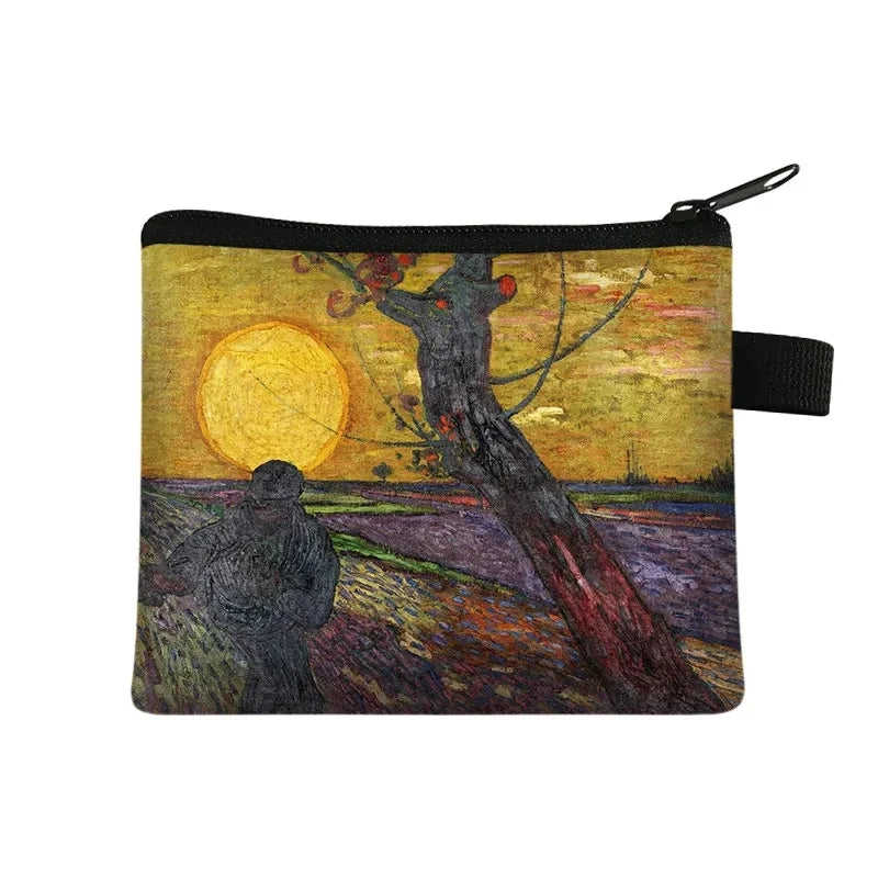 Vintage Oil Painting Floral Coin Purse Mini Clutch Wallet – Bohemian Nylon Organizer Wallet for Women